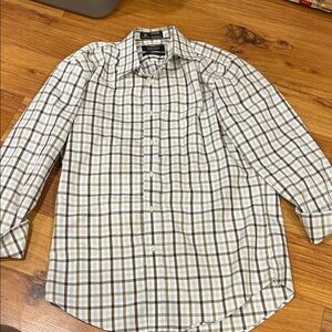 Nordstrom Men's Checkered Button-Down Shirt - Brown and White